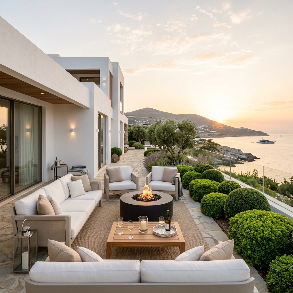 Terrasse mit Feuerstelle